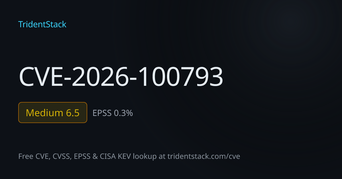 CVE-2026-100793: Fix Available - Medium | TridentStack