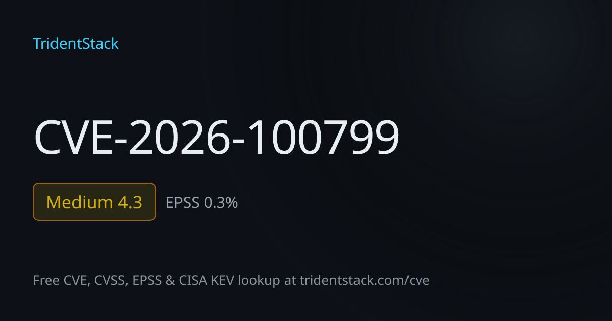 CVE-2026-100799: Fix Available - Medium | TridentStack