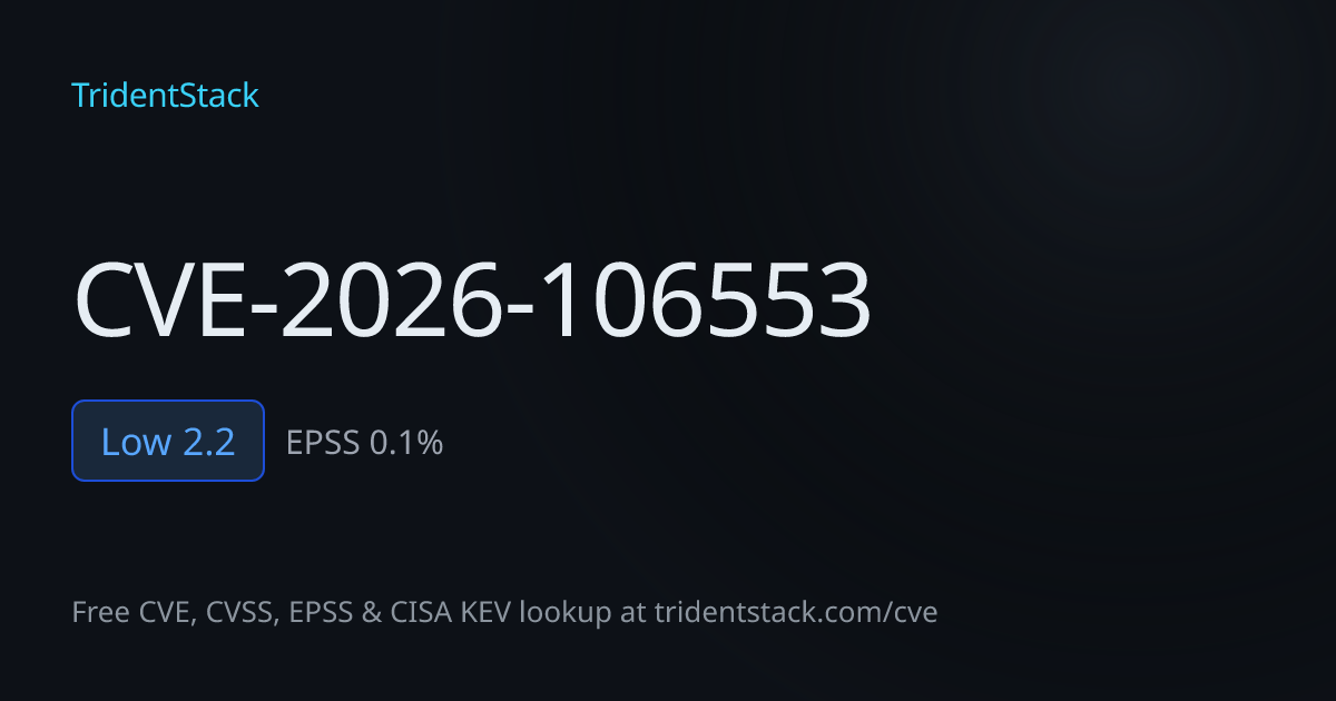 CVE-2026-106553: Fix Available - Low | TridentStack