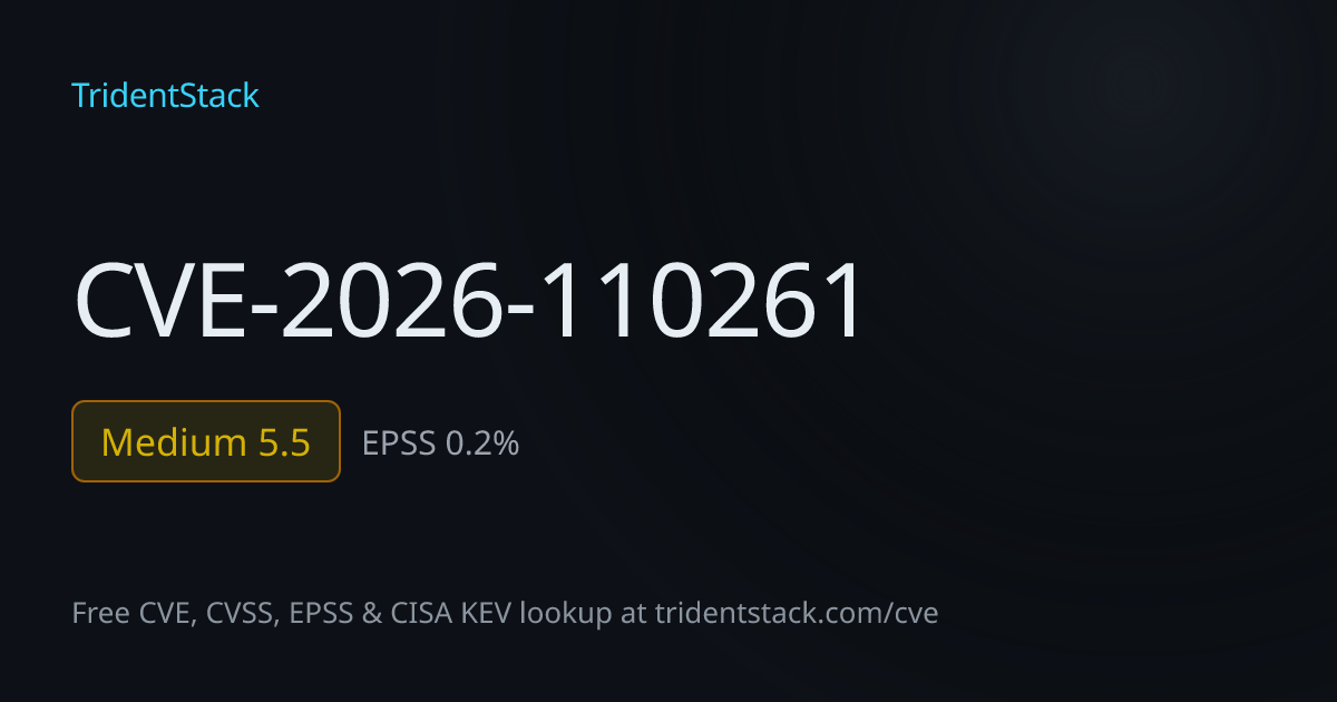 CVE-2026-110261: Fix Available - Moderate | TridentStack