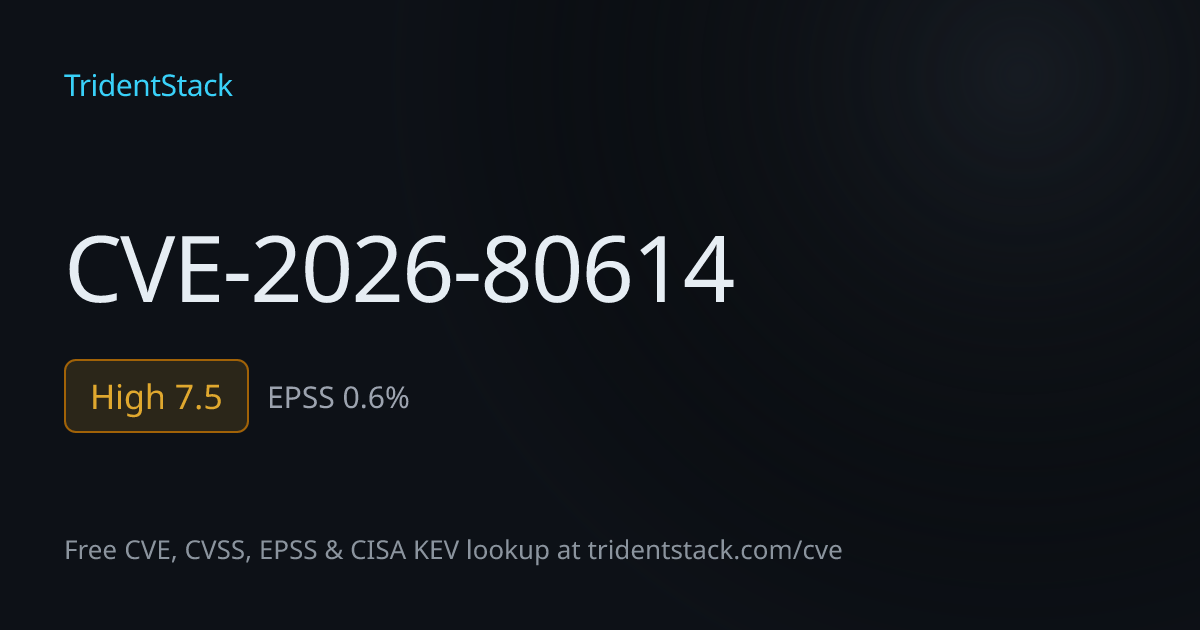 CVE-2026-80614: Fix Available - High | TridentStack