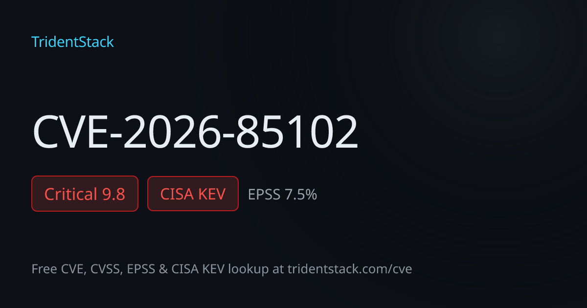 CVE-2026-85102: Fix Available - Critical, Exploited | TridentStack
