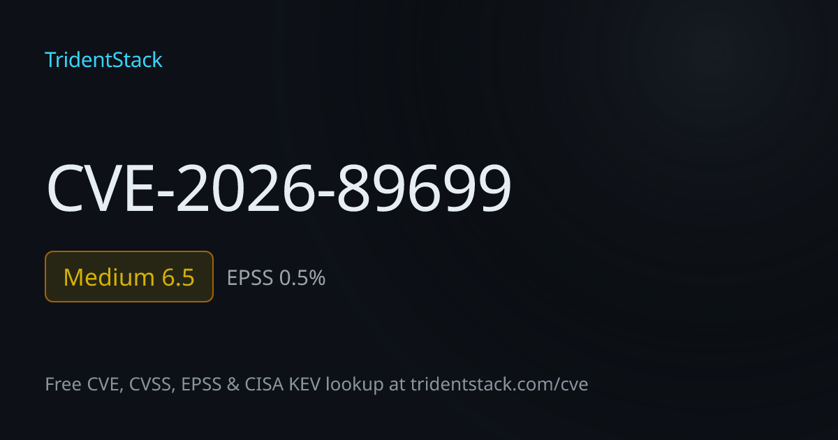 CVE-2026-89699: Fix Available - Moderate | TridentStack