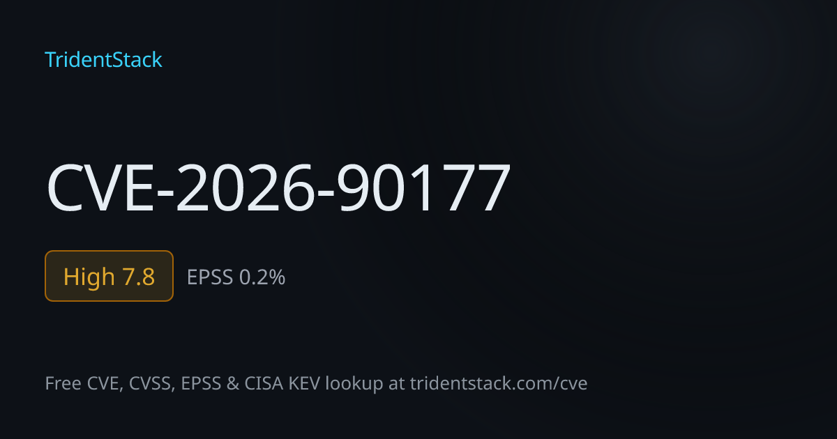 CVE-2026-90177: Fix Available - High | TridentStack