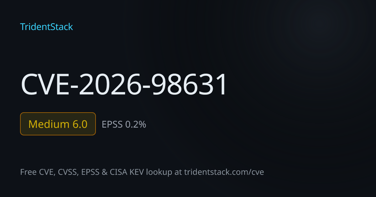 CVE-2026-98631: Fix Available - Moderate | TridentStack